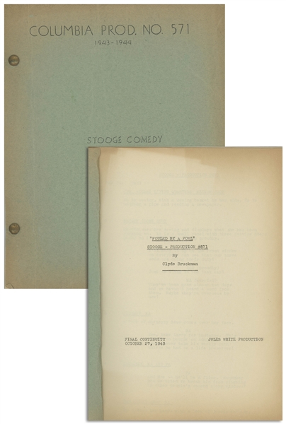 Moe Howard's 30pp. Script Dated October 1943 for The 1944 Three Stooges Film ''The Yoke's on Me'' -- Very Good Condition